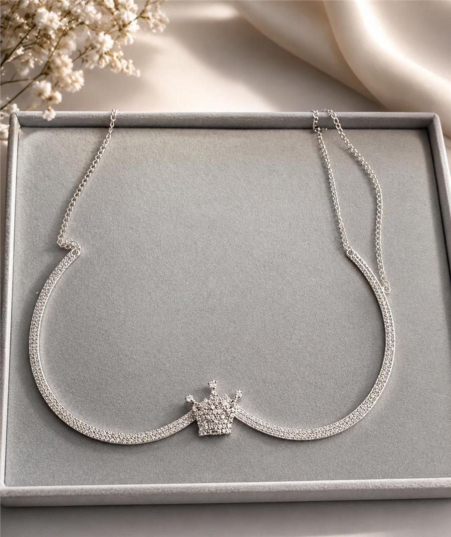 Eliana  Silver Body Chain Göğüs Takısı